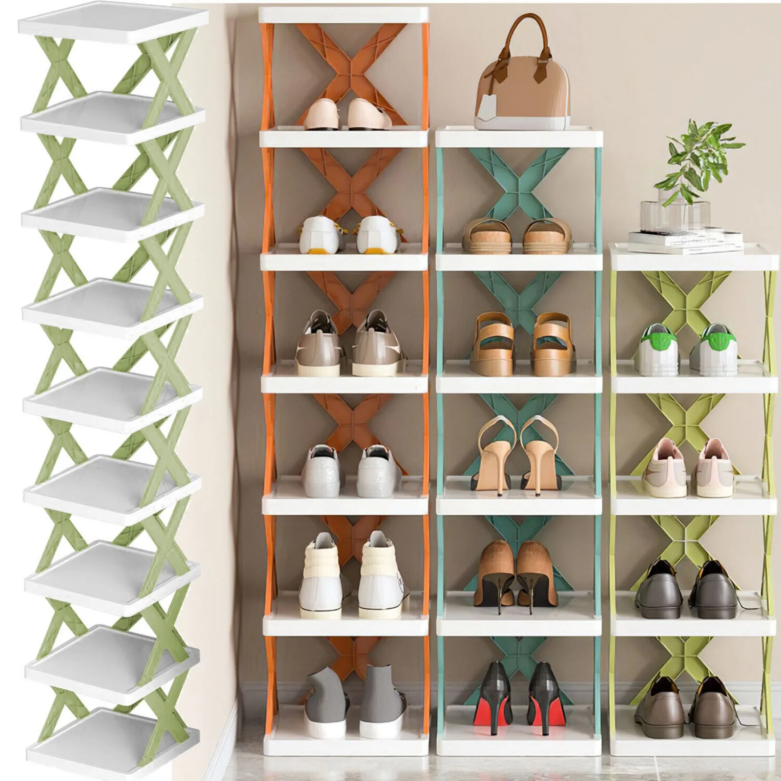 

9 Tiers Shoe Rack Vertical Narrow Shoe Stand Storage Shelf Organizer Hallway United States