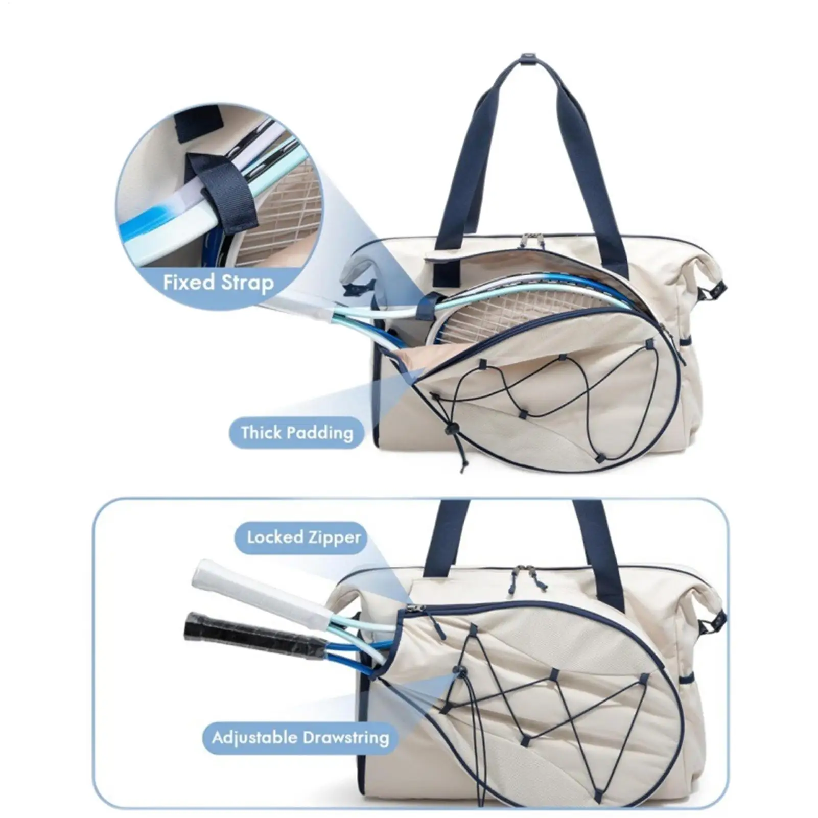 Tennis Bags For Men Holds 2 Rackets Badminton Gym Tote With Ventilated Shoe Compartment And Wet Pocket Fits 15.6in Laptop Tennis