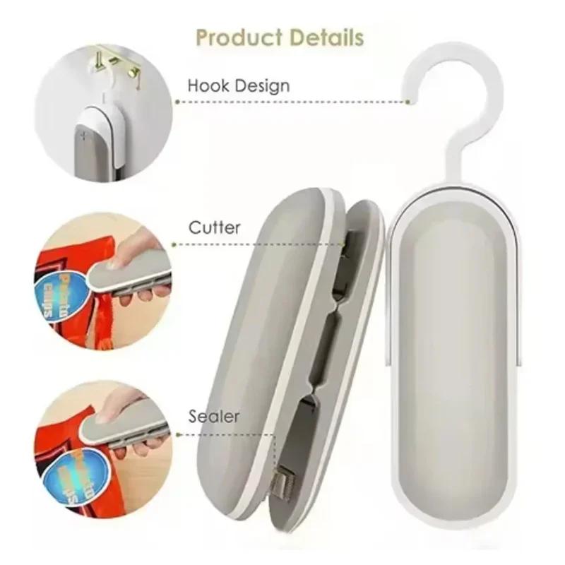 Mini thermoscelleuse Portable pour collations, scelleuse de sacs en plastique portative avec fonction de pression, accessoires de stockage d'aliments pour la cuisine domestique