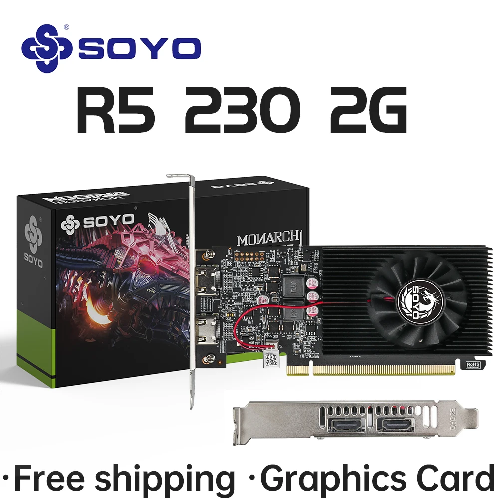 

SOYO Graphics Cards R5 230 2G DDR3 64bit HDMI*2 compatibility For Desktop Gaming Computer Components GPU Video Card R5230