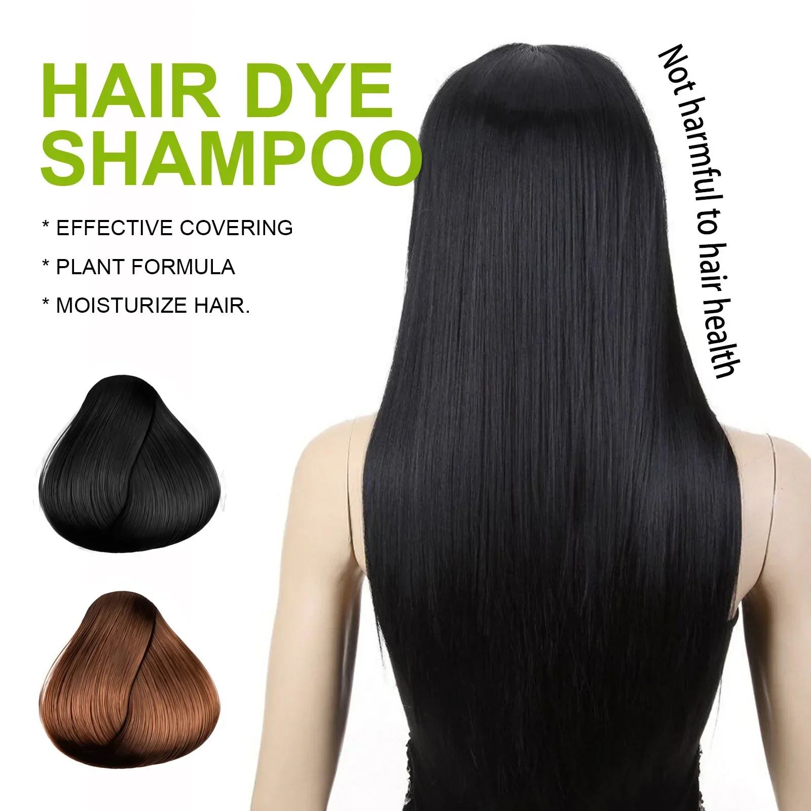 Bubble Hair Dye Shampoo Lasting Convenient Effective Covering Gray White Natural Black Nourishing Hairs Color Plants Dying Cream