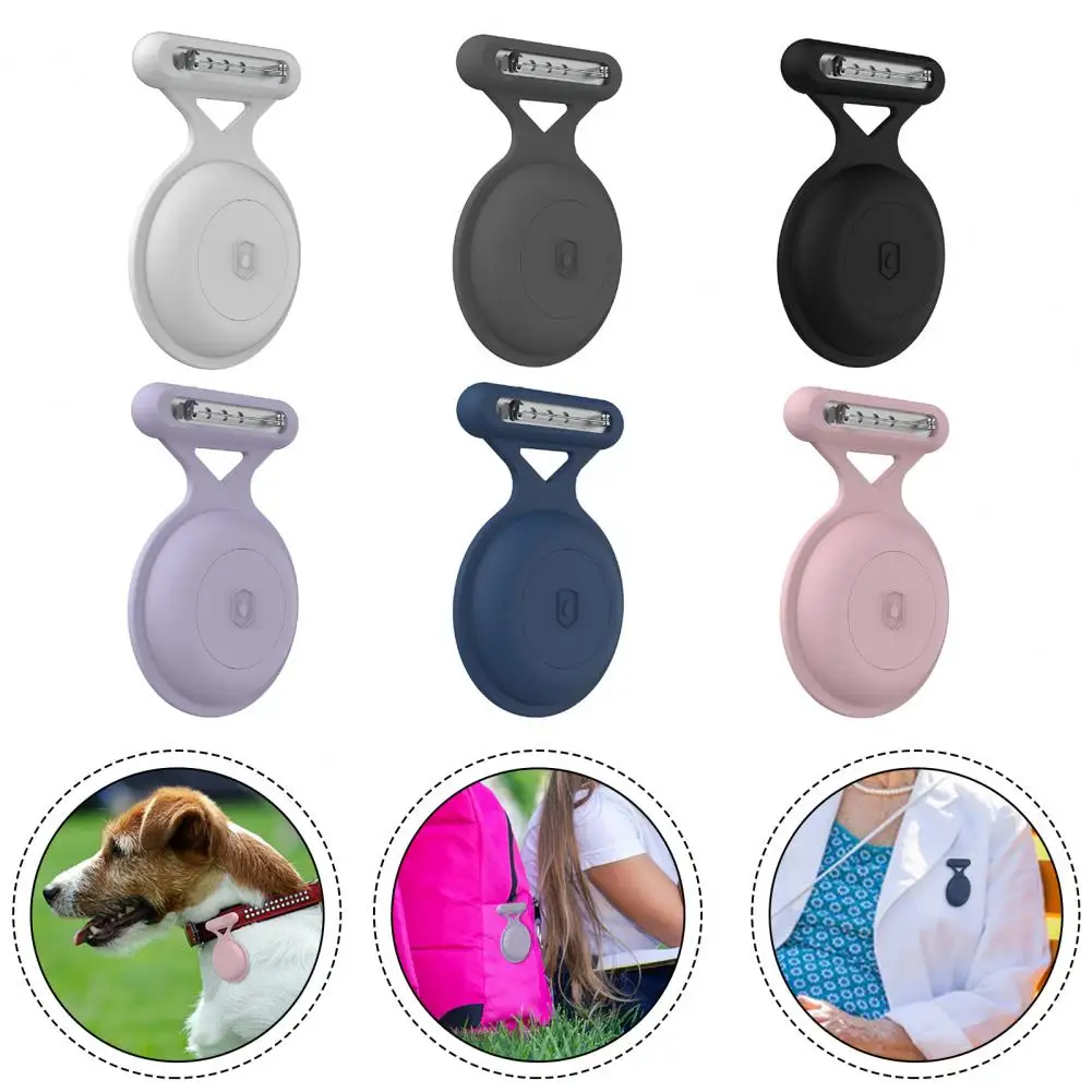 Kids Elderly Pets GPS Tracker Case for AirTag Waterproof Anti-loss Locator Holder with Brooch Pin Silicone Tracker Protector