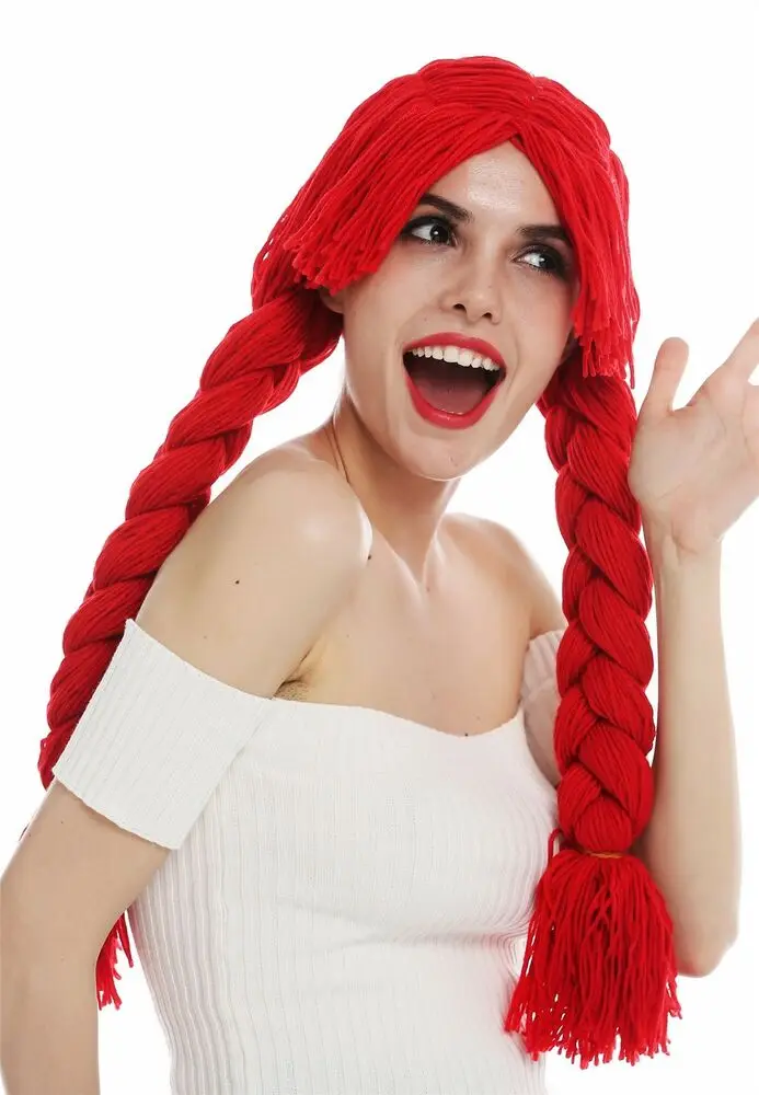 Wig Carnival Ladies Doll Thick Doll Hair Red Pigtails Long Braided