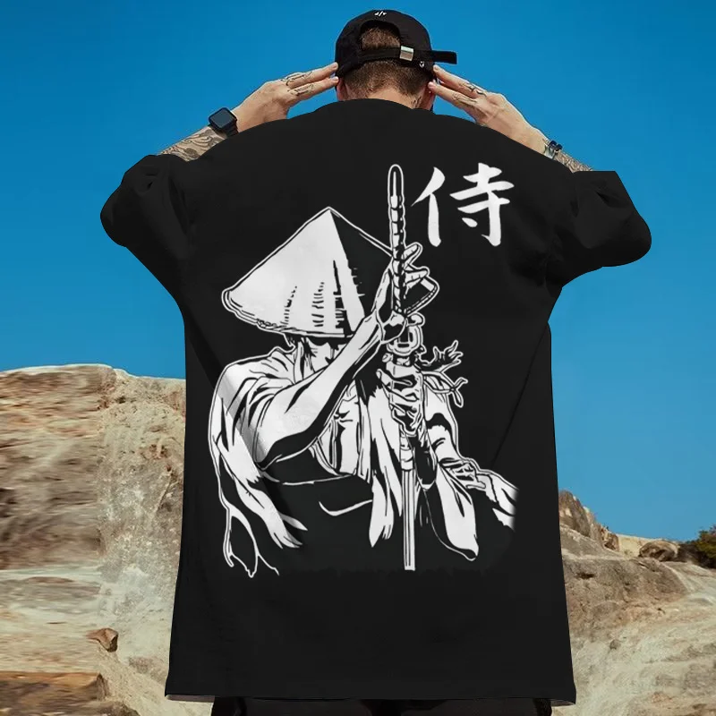 Retro männer T-Shirt 3d Samurai Gedruckt Kurzarm T-Shirt Sommer Casual Tees Top Lose Übergroßen T-Shirt Für Männer 2024 neue Tops