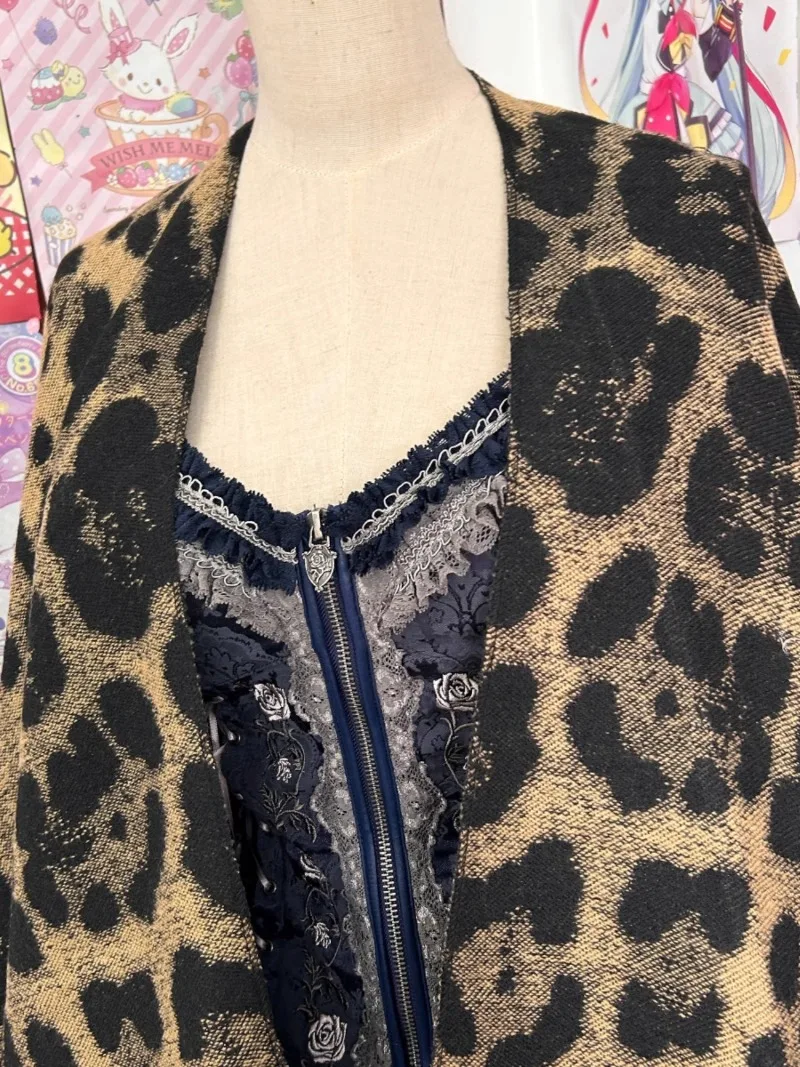 2025 New Japanese Subculture Harajuku Goth Punk Style Travel Versatile Photo Photo Leopard Print Sexy Shawl Coat For Women