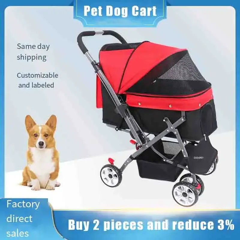 Dog Stroller Fashion Pet Cat Cart Outgoing Quick Installation Foldable Dog Cart High Quality Carts Small and Medium-sized Dogs