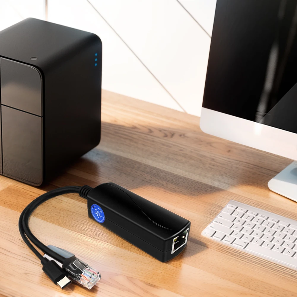 48 فولت إلى 12 فولت POE موصلات كابل محول الفاصل حاقن إمدادات الطاقة USB نوع C 5 فولت التكيف 10/100/1000 ميجابت في الثانية لراسبيري Pi 5