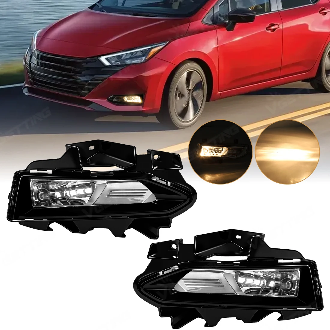 

Fog Lights Assembly For Nissan Versa 2023 2024 2025 Front Bumper Fog Lamp Headlight With Cover Switch Wire Car Accessories 12V