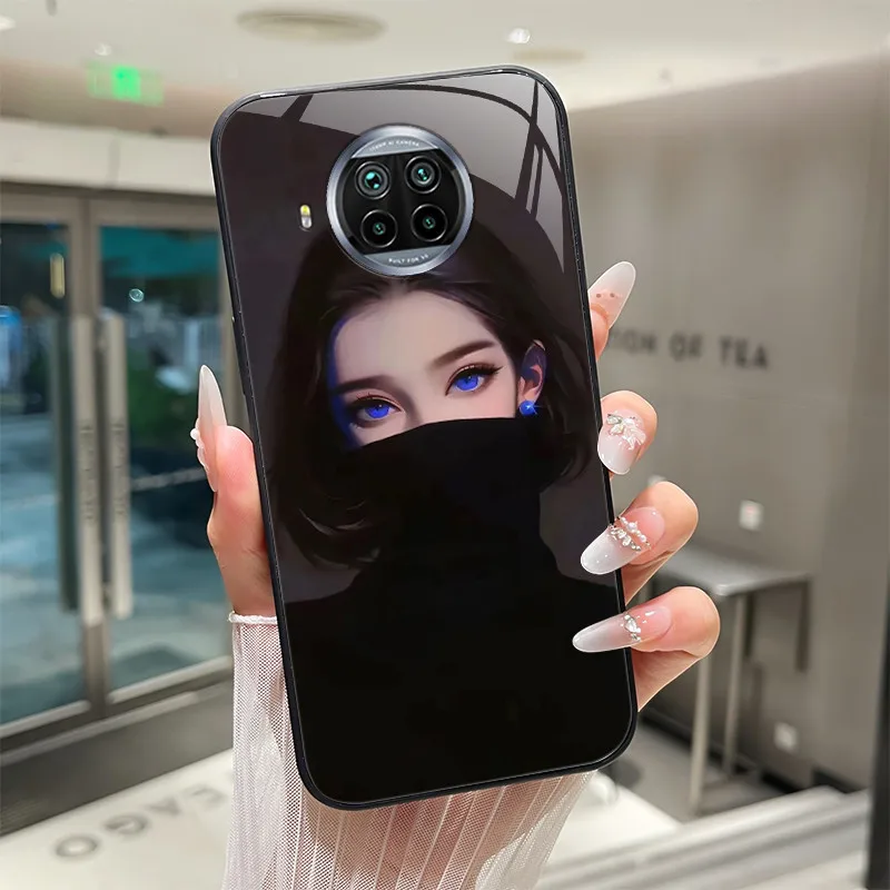 Schöne Blume Niedliche Cartoon-Katzen Hülle Für Xiaomi Mi 10T Lite 10i 5G Gehärtetes Glas Handyhülle Schutzhülle Rückseite Hartschale