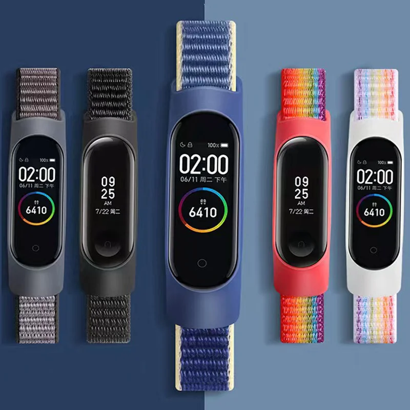 Bracelet for mi band 7 6 Strap Nylon Sport loop watch Belt pulsera correa Mi band 4 Wristband for xiaomi Mi band 5 4 3 Bracelet