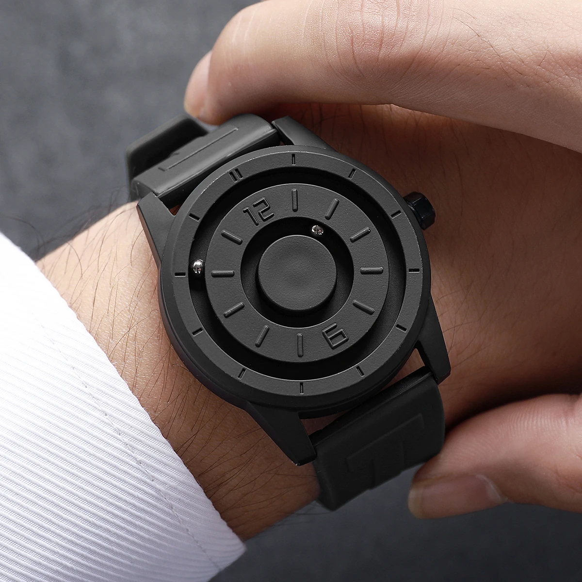 Fashion Magnetic Suspension Men Watches Casual Silicone Strap Quartz Wristwatch For Man Clock Reloj Hombre (Without Box)