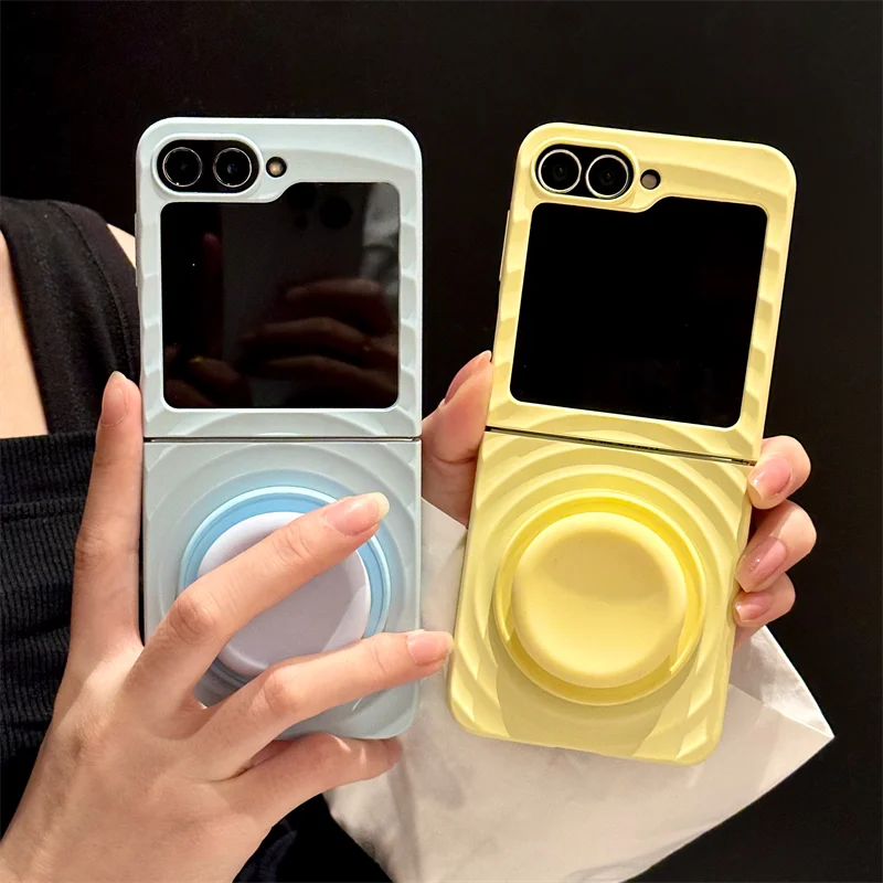 

Чехол для телефона с магнитным кронштейном Candy Pure Color Magsafe для Samsung Galaxy Z Flip 5 6 7, противоударный чехол с волнистым узором