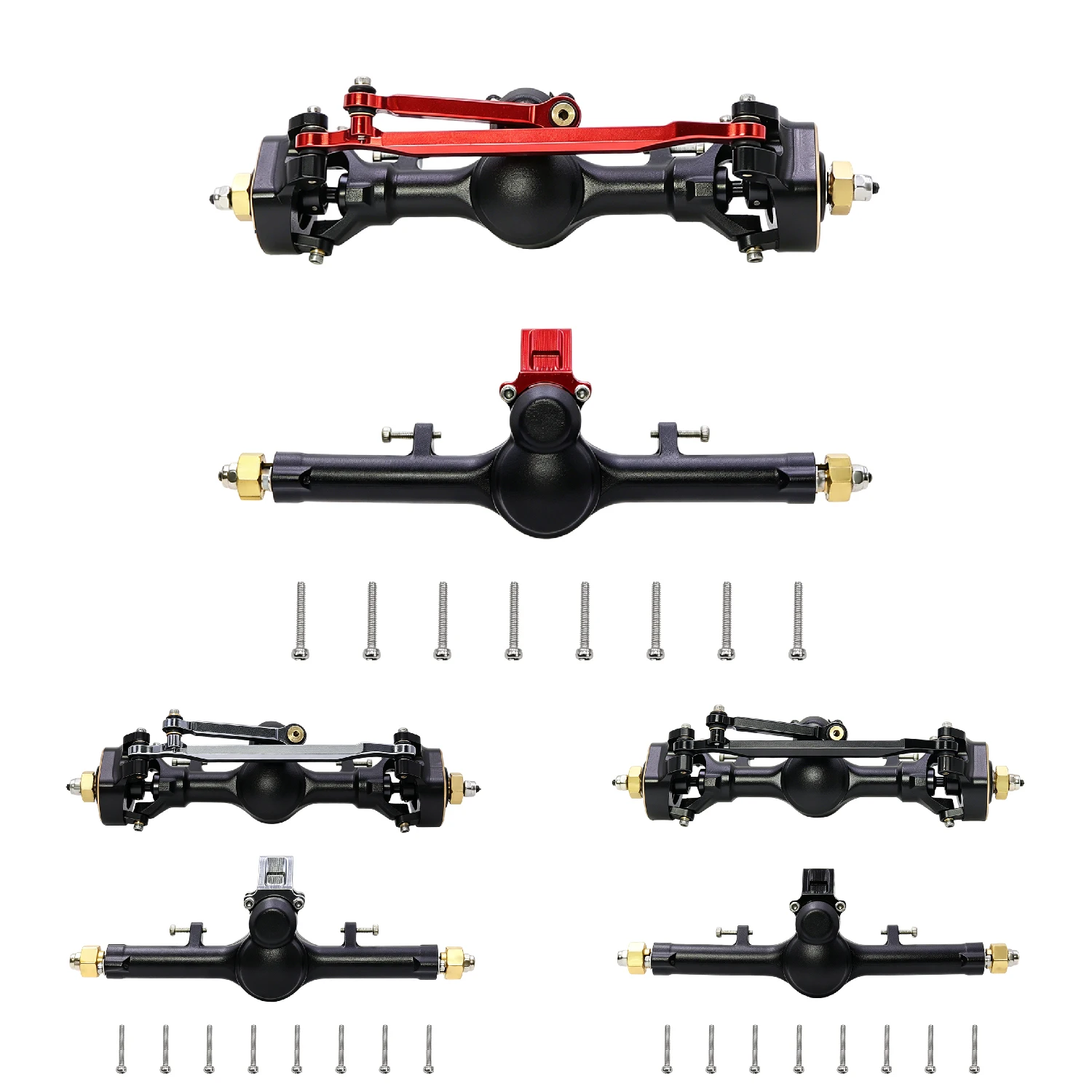 

+4mm Plastic Planet Front Rear Axles with 3-Section ISO CVD and Brass Steering Knuckles Max.52° for 1/24 Axial SCX24 Upgrade