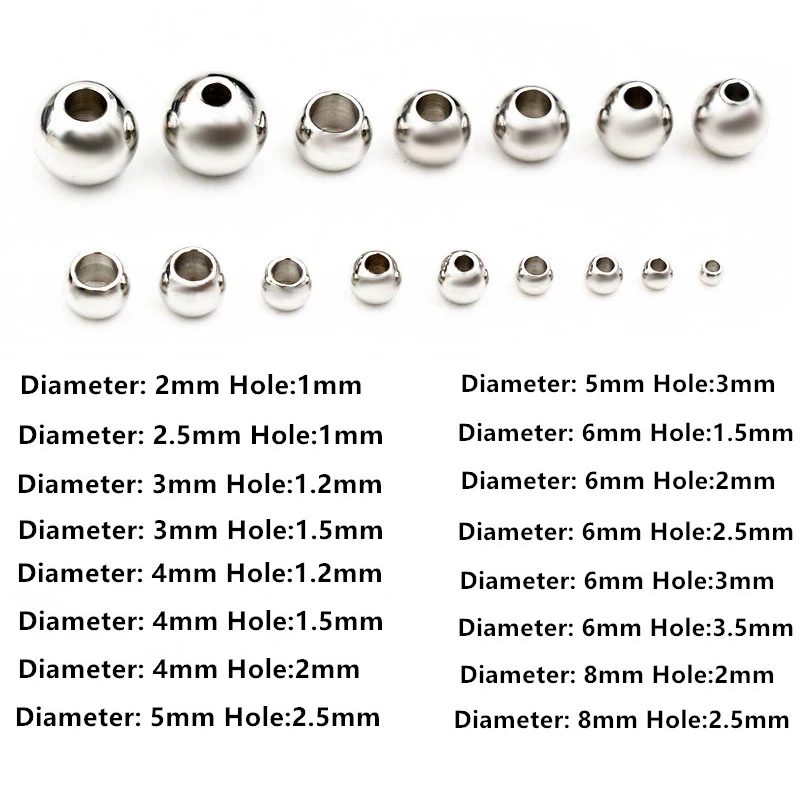 2-8mm Stainless Steel Gold Color Spacer Beads Charm Loose Bead DIY Bracelets Necklace DIY Jewelry Making Findings Charms