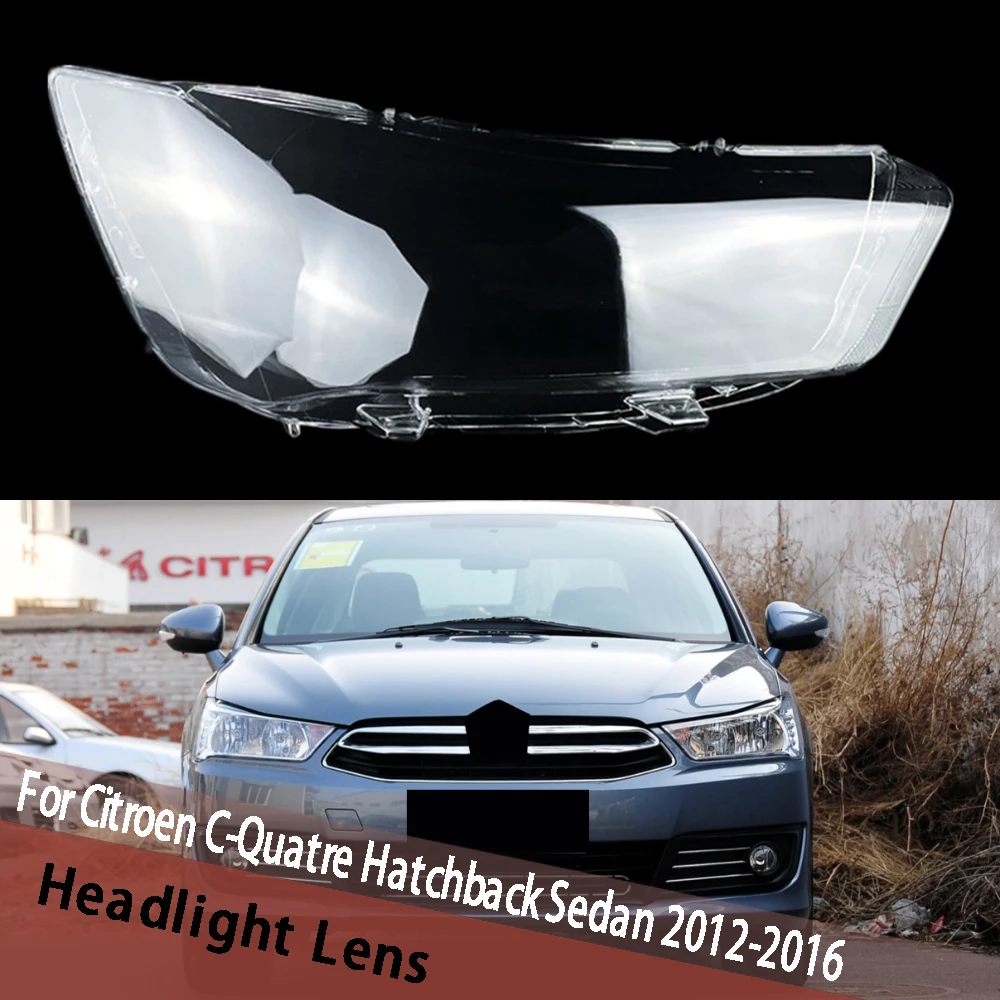 

For Citroen C-Quatre Hatchback Sedan 2012-2016 Headlight Cover Headlamp Shell Lamp Shade Lens Replace Lampshade Plexiglass