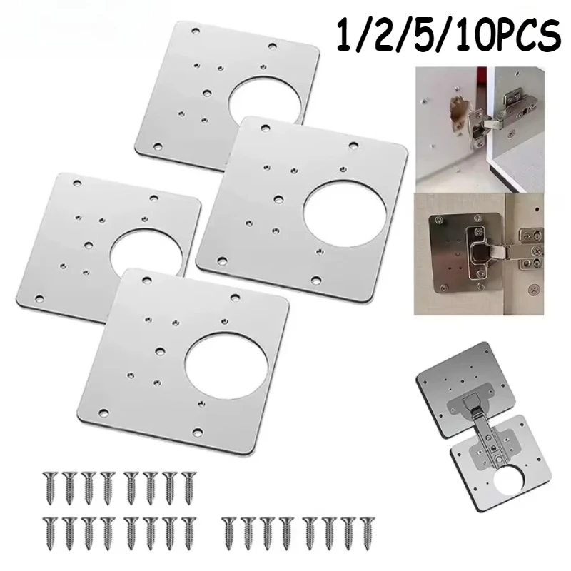 Stainless Steel Hinge Repair Plate Kits Cabinet Furniture Drawer Table Hinges Mounting Plate with Screw Flat Fixing Brackets