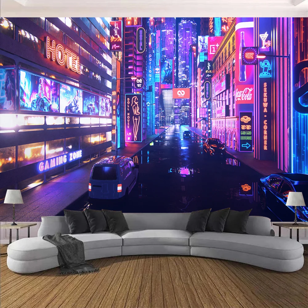 Cyberpunk Future Steam City Home Tapestry Art Wall Hanging Psychedelic Galaxy Hippie Retro Anime Tapestry Background Decoration