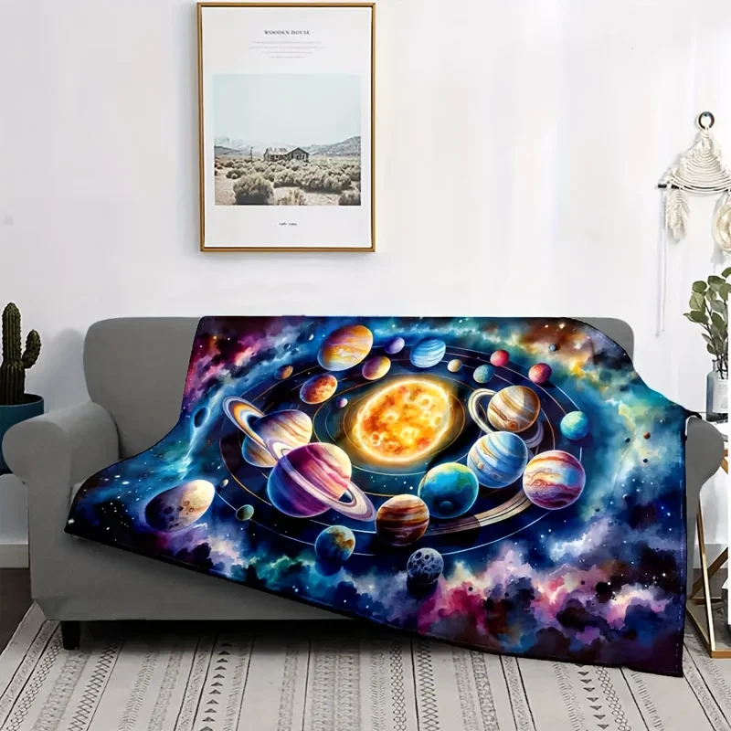 

Фланелевая одеяло с принтом GalaxyМуниверсальная для спальниDormCarOutdoorSofaTravelOfficeCampingИдельный подарокВинтажный стильAllSeasonПолиэстер