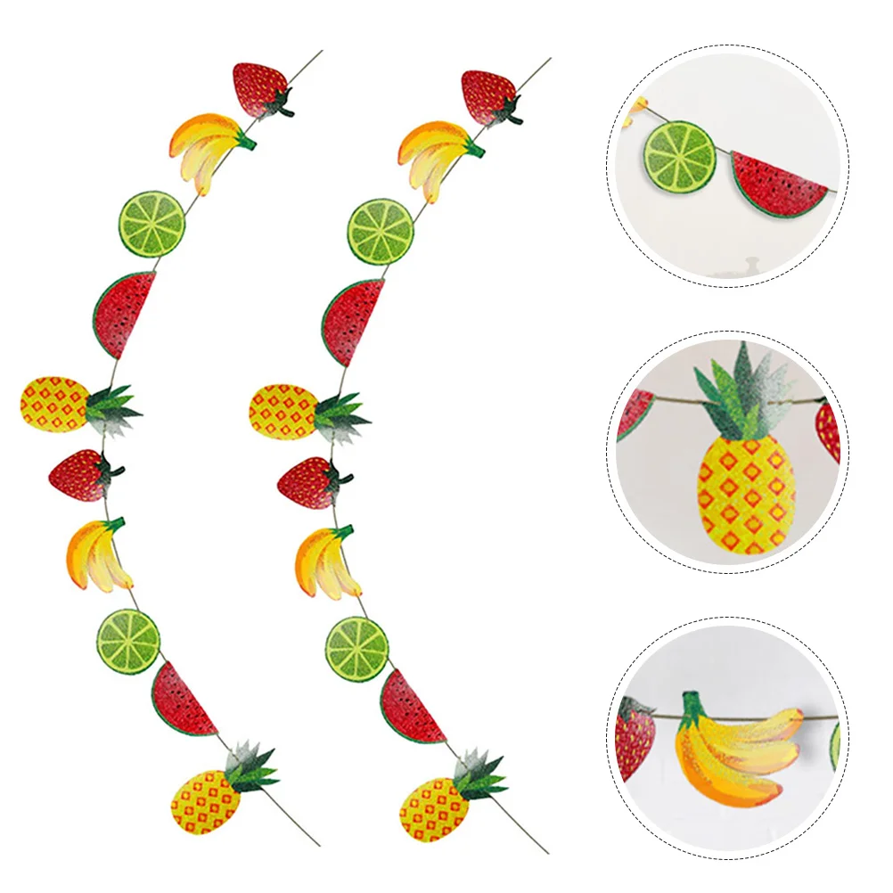 

3Sets Fruit Party Banner Summer Fruits Themed Garland Hawaiian Tropical Decoration for Wedding Birthday Celebration
