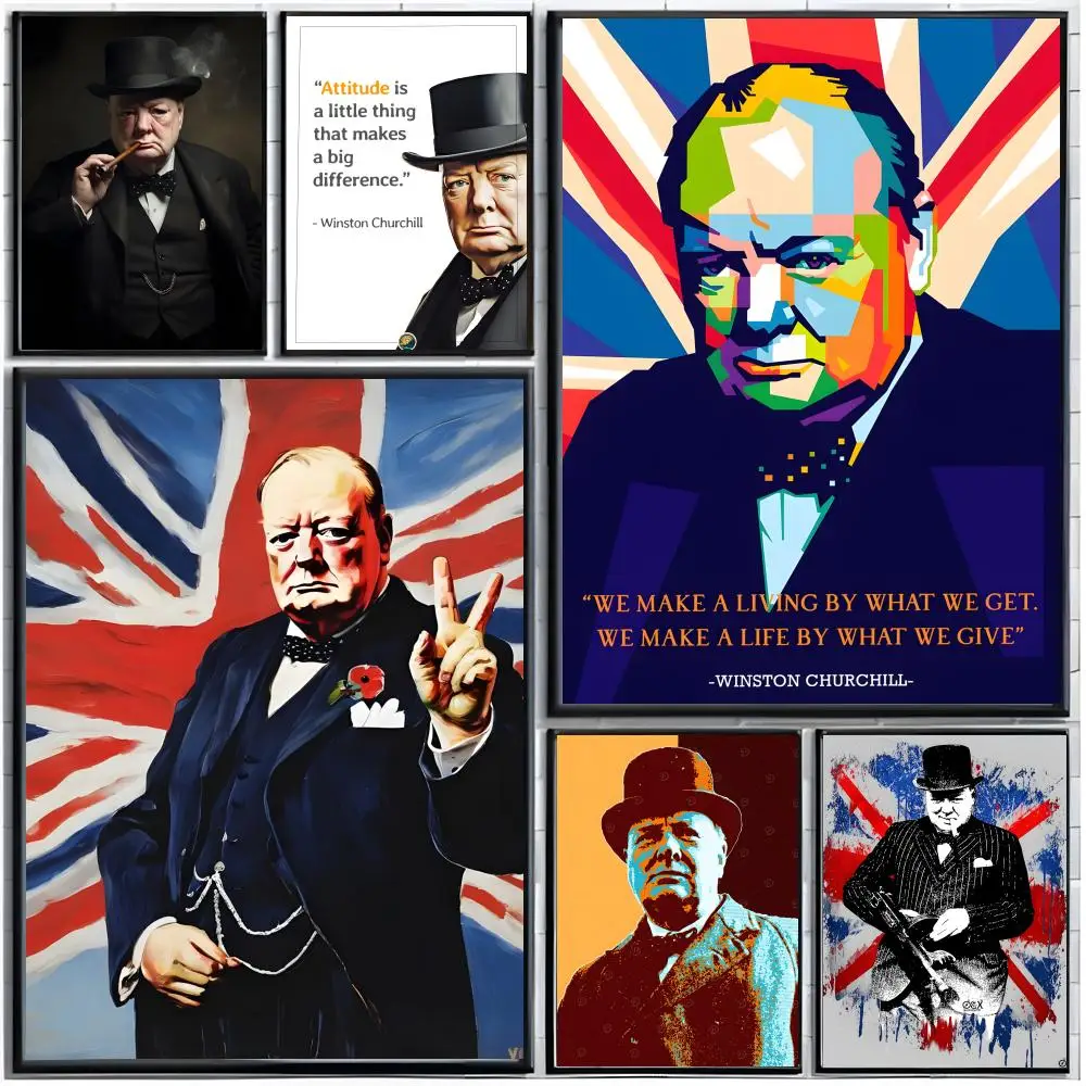 british statesman W-Winston Churchill Poster Modern Wall Art Home Decor Living Room Decorative Print Unframed