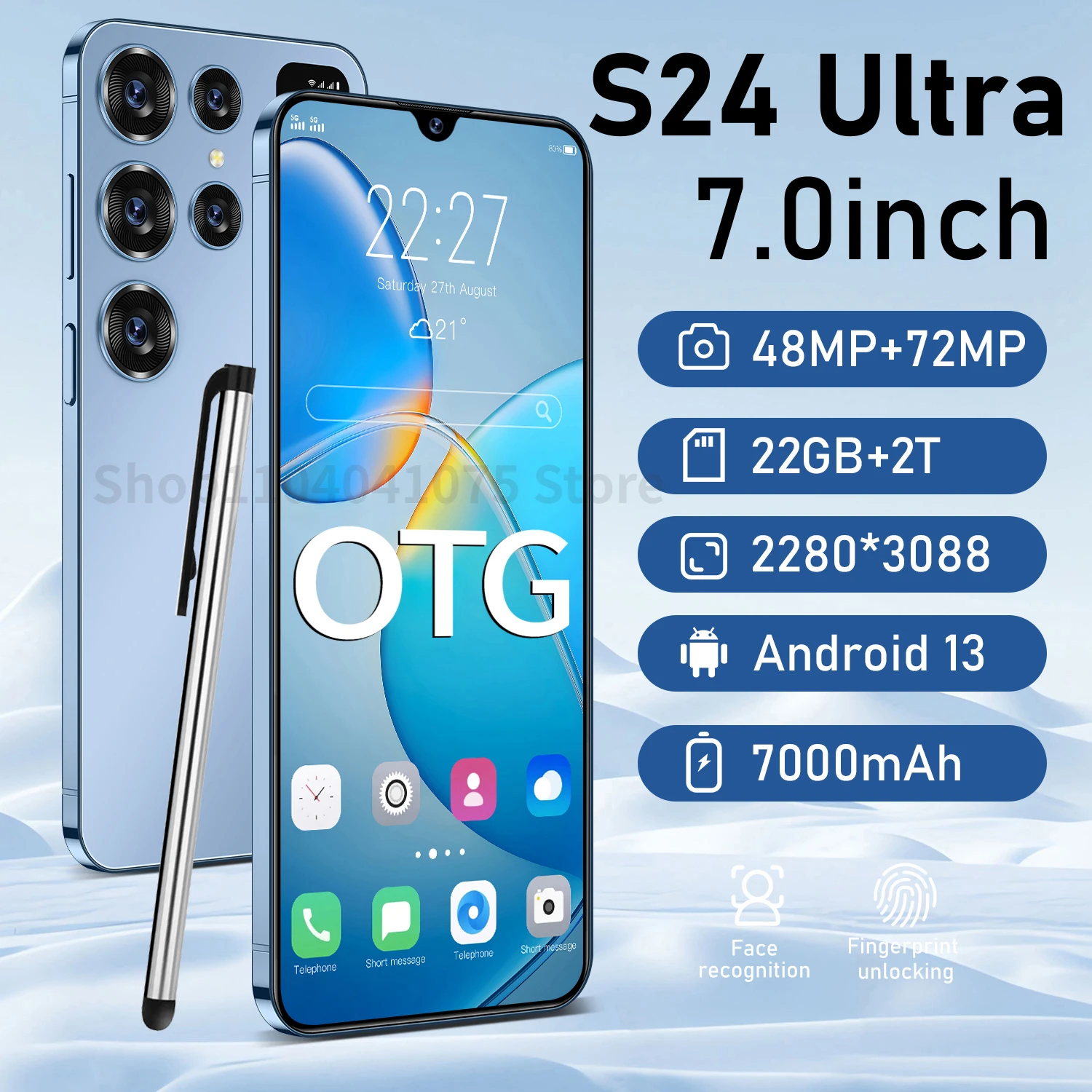 

2024 Cellphones S24 Ultra Face Unlock Smartphone 5G Original 7.0inch Screen 16GB+1TB Dual Sim Mobile Phone Android 13 Cell Phone