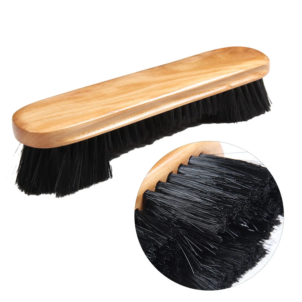 

9 Inch Wooden Handle Billiard Brush Long Wide Grip Dual Length Bristles Horseshoe Shape Clean Corners Pool Table Felt