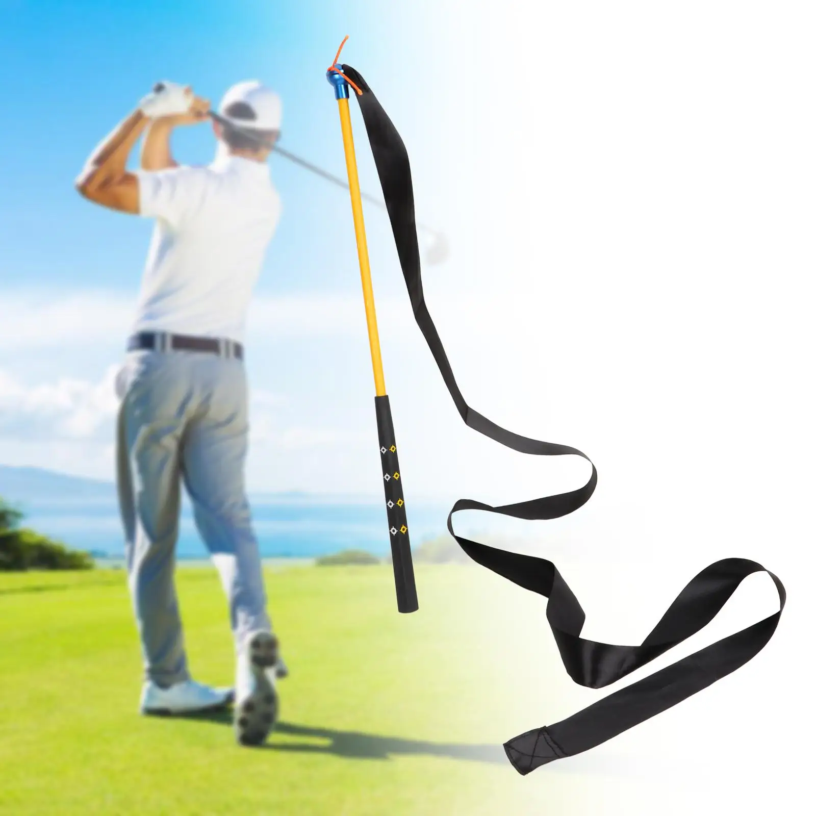 

Golf Swing Trainer Aid with Ribbon Training Warm up Stick for Kids Beginners