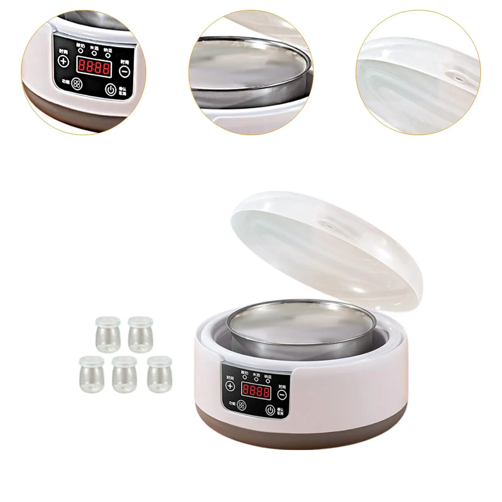 Автоматическая йогуртница с постоянным контролем температуры, многофункциональная малошумная бытовая машина Natto DIY с 5 стеклянными баночками