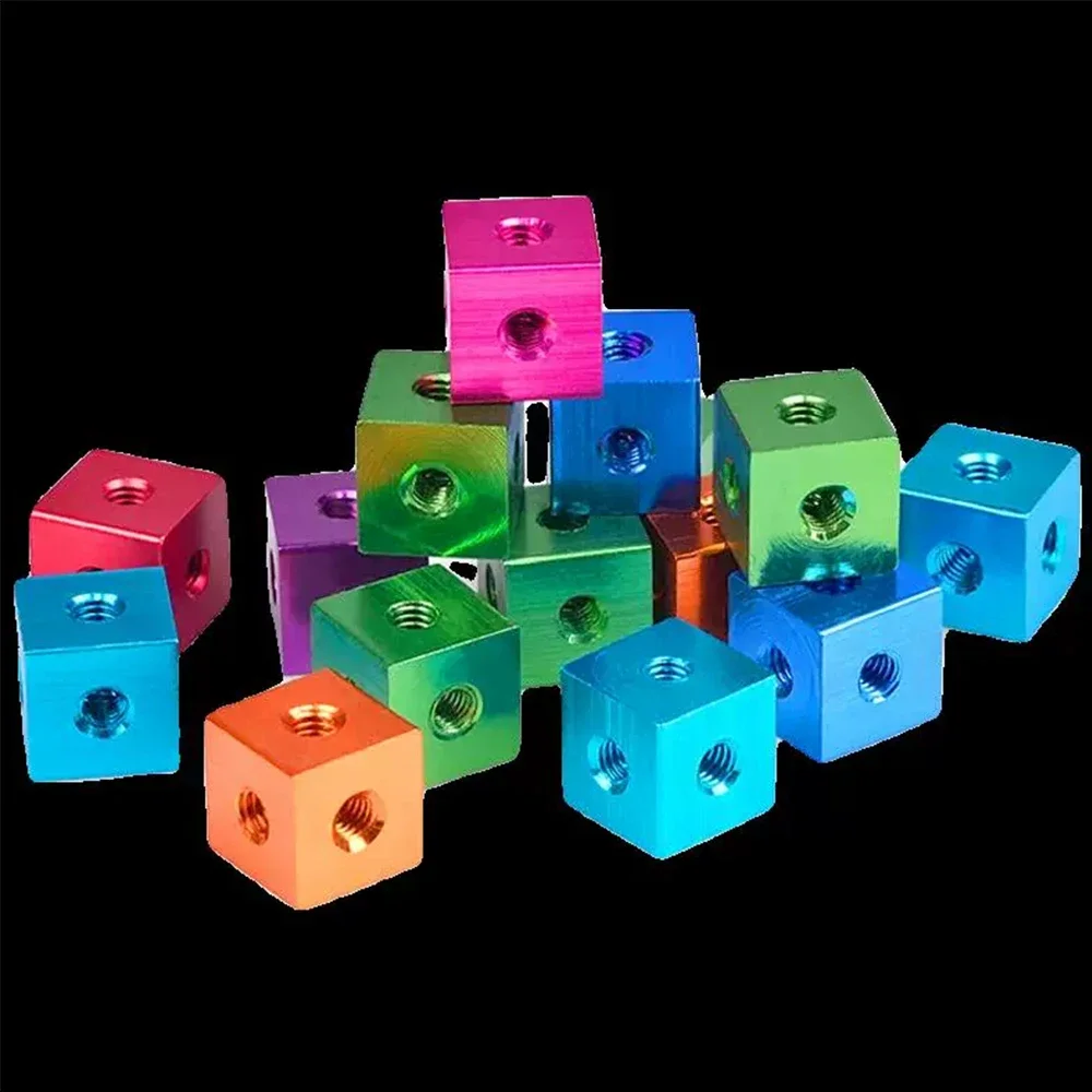 5Pcs M3 M4 M5 Aluminum Alloy Colorful Cube Connector Mounting Brackets Square Bracket Fixing Thread Plate Block Cube 6-Sided