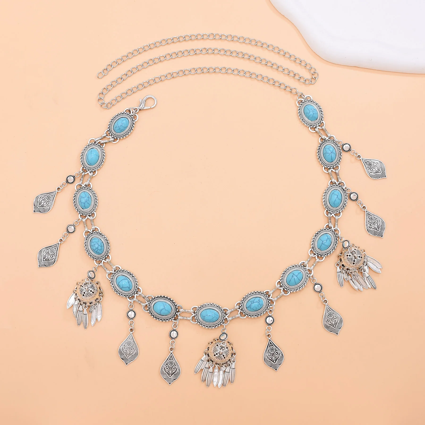 البوهيمي الفيروز عملات قلادة الخصر سلسلة للنساء خمر فضي الهندي الأفغاني الغجر الرقص حفلة الجسم البطن مجوهرات هدية