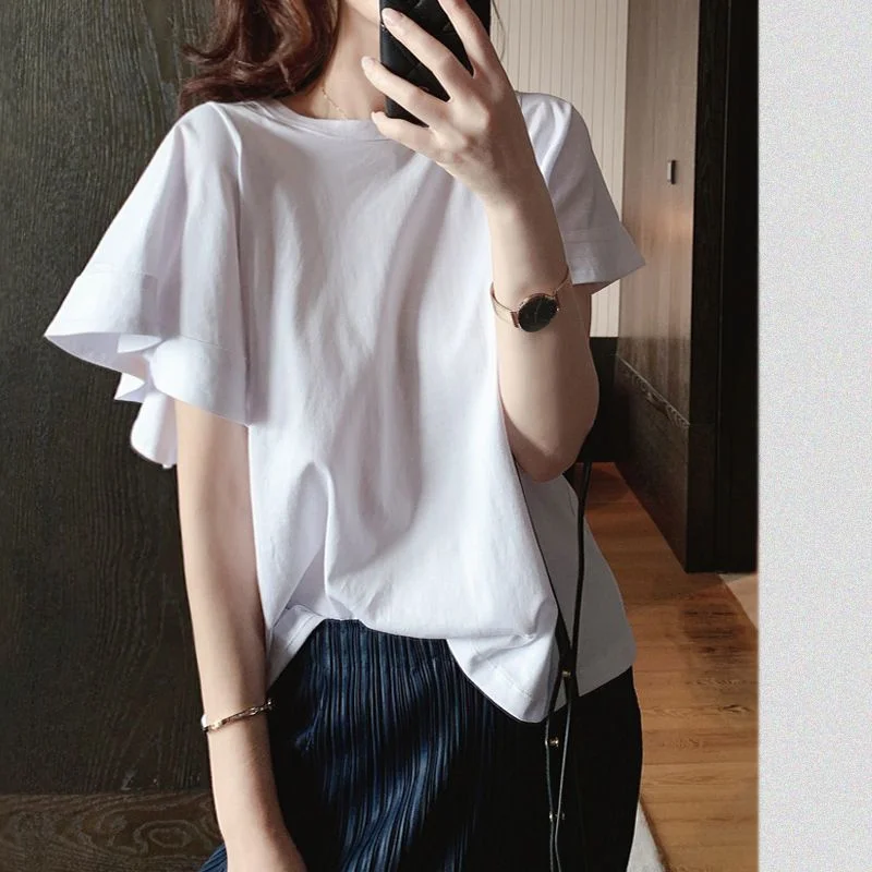 

plus Size 300 Pou Casual Loose ort Sve T-irt Women Summer Design Sensation 3D Lace Top Cover up Faion