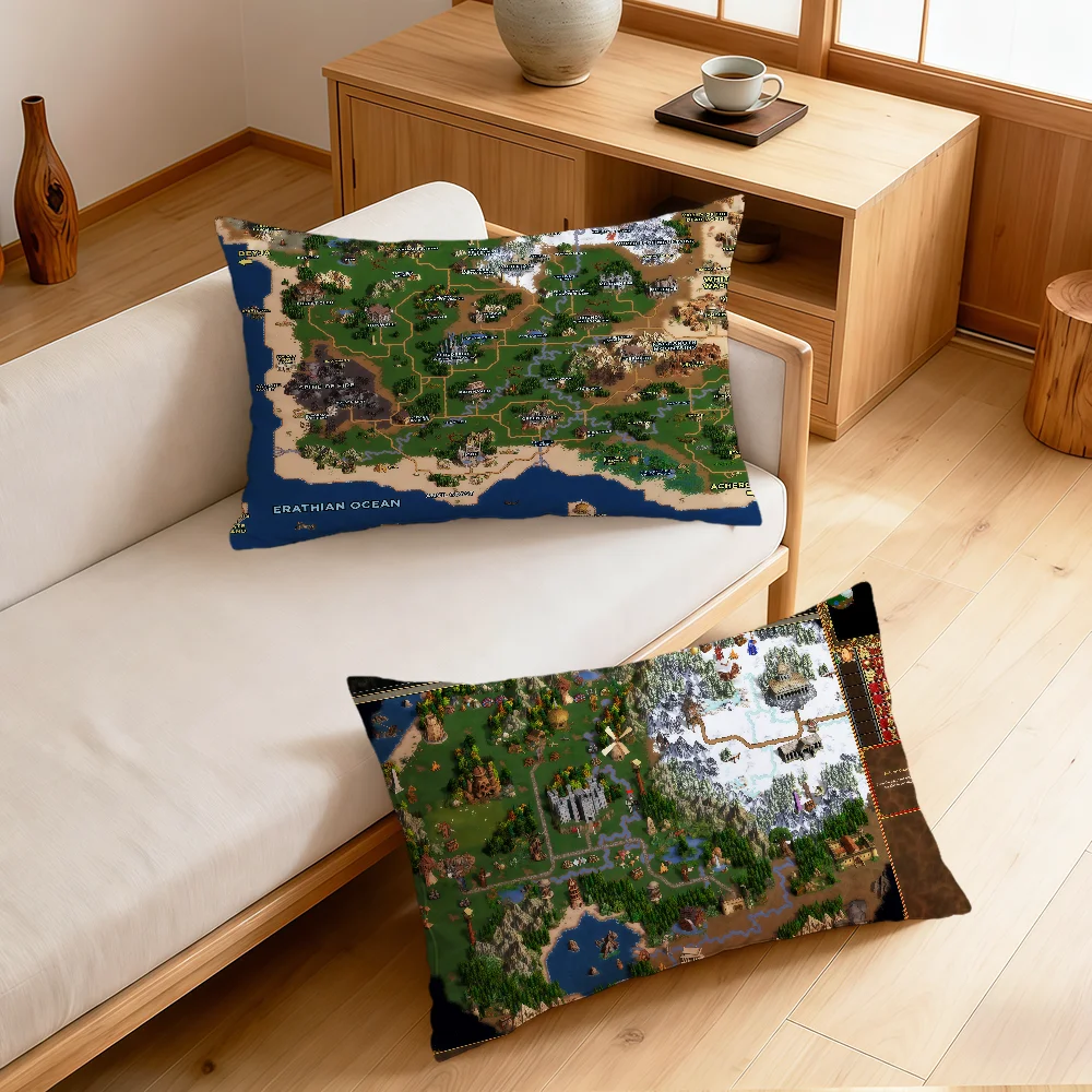 game h-Heroes of m-Might and Magic 3 map Rectangle Pillowcover Home Sofa living Room bedside Dorm bedside hogar Pillowcase gift