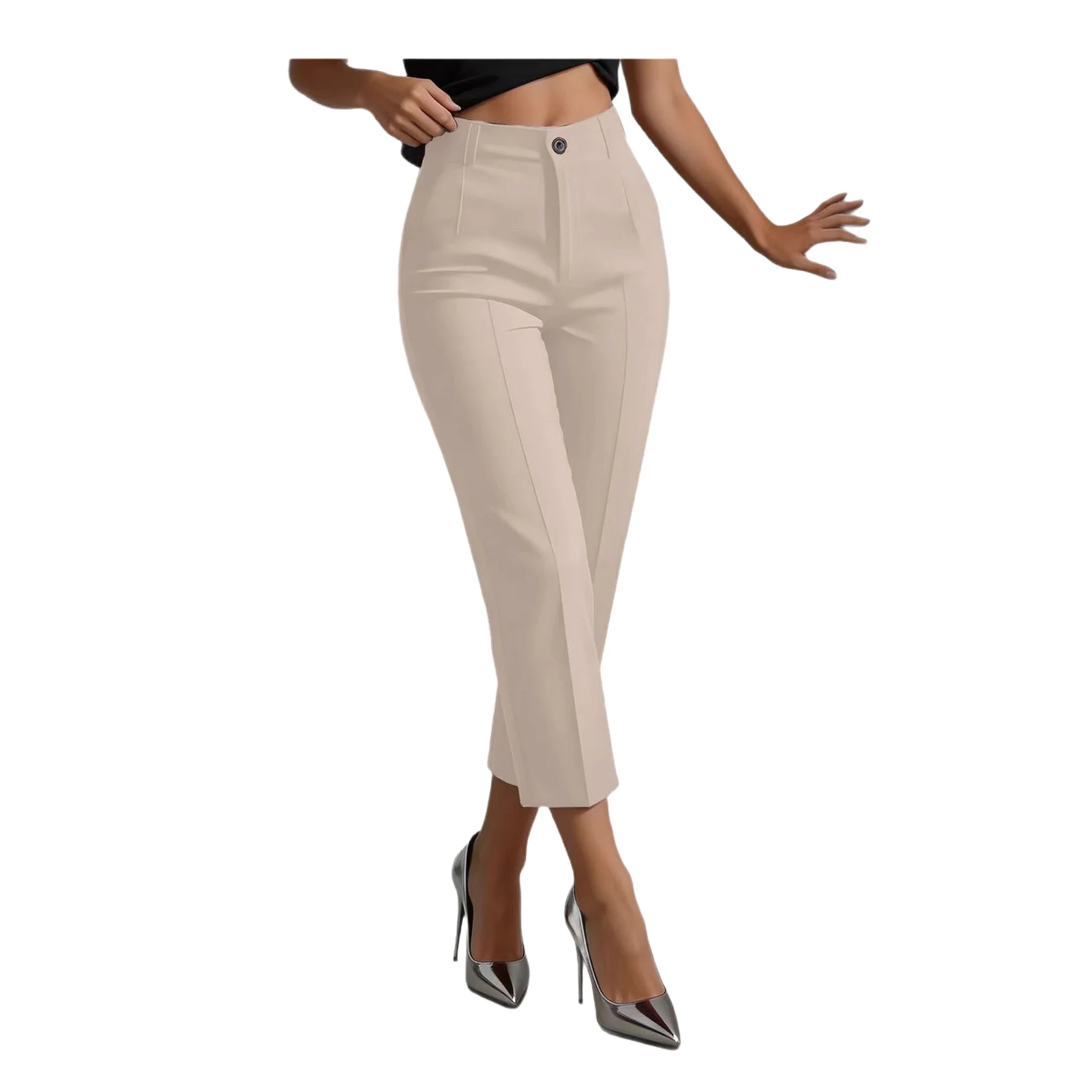 Image of Stilvolle Frauen Bodycon Hosen Hosen Schlank Frühling Herbst Einfarbig Hohe Taille Bleistift Hosen Bleistift Hosen Bequem