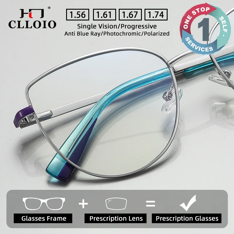 

CLLOIO Fashion Butterfly Frame Design Women Fashion Elliptical Anti Blue Light Customizable Prescription Myopia Reading Eyewear