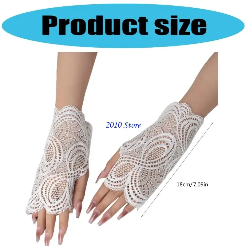 F3MF Mangas encaje huecas Guantes puños desmontables Cubierta a mano Accesorio decorativo brazo transpirable
