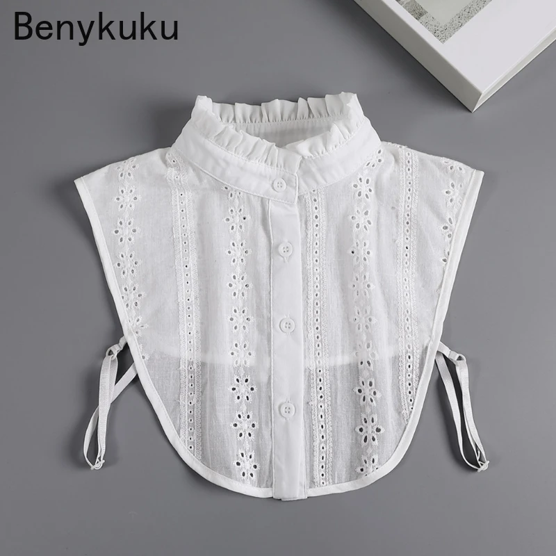 Lady Lace Half Shirt Top False Collar Hollow Out Floral Embroidery Detachable Adjustable Dickey Blouse Clothing Accessories