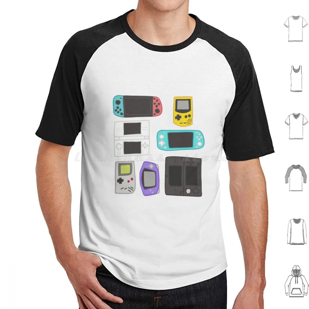 Handhelds All Over Doodle Print Hoodies Long Sleeve Pastel Cute Colorful Retro Gaming Luigi Link Game Boy Console 3ds