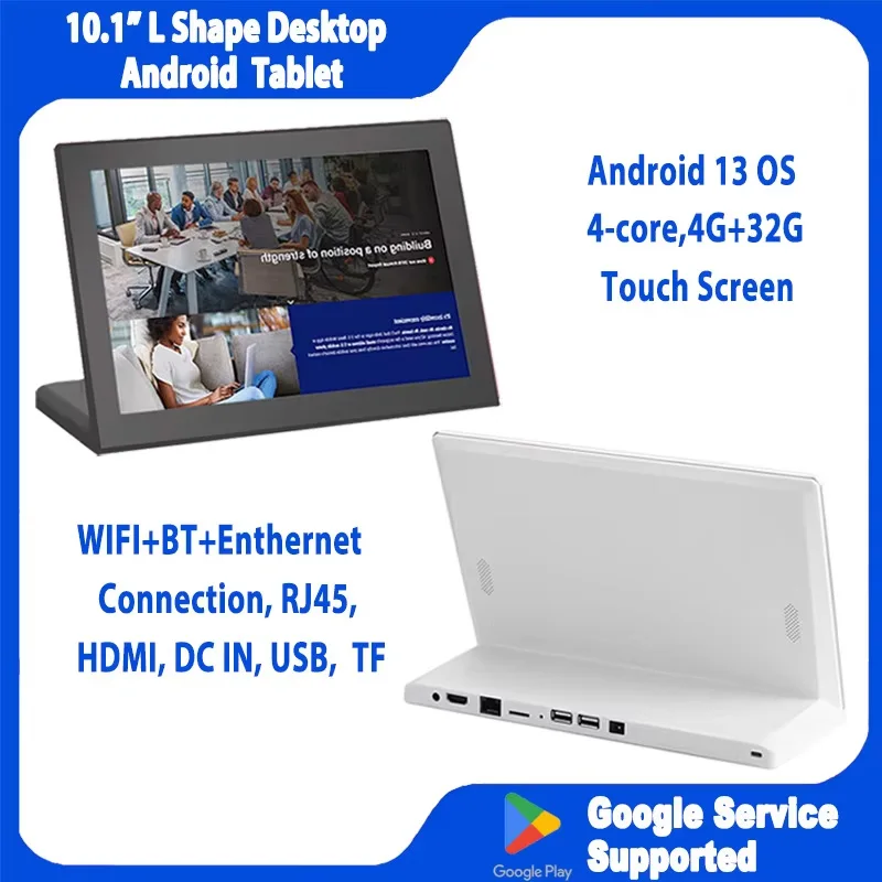 L Shape 10.1 Inch Android 13 Desktop POS, Touch Screen Loyverse Tablet, Restaurant Menu Terminal Customer Display with 2 Speaker