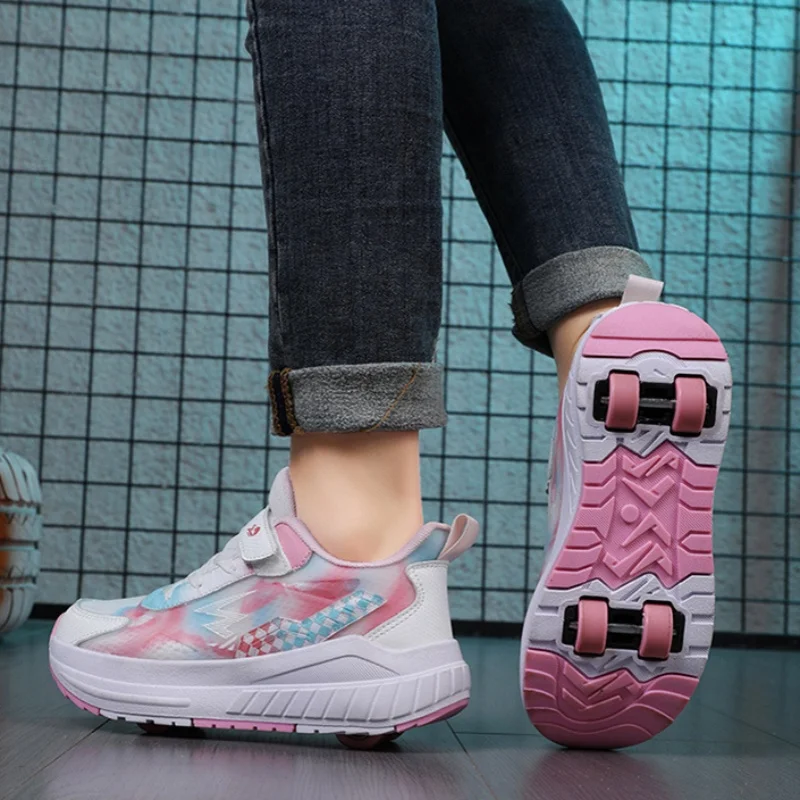 

Children's Invisible Four-Wheel Roller Skates Womens' Kids Walking Shoes Men's Kids Scooters Retractable Single Row Wheel Skates