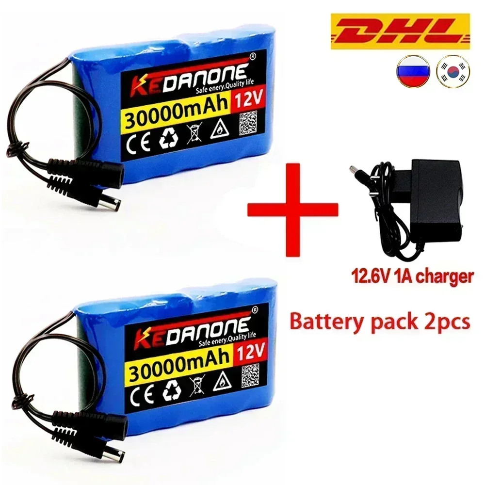 12V Portable Battery 30000mAh Standard Capacity Battery DC 12.6V 30Ah CCTV Camera Monitor + Charger