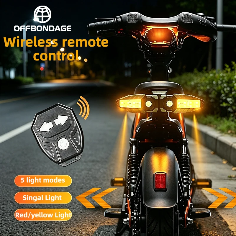 Image of Elektroroller Blinker Rücklicht Fernbedienung E-Bike Rückleuchte Wiederaufladbare USB Rot/Gelb Lampe Roller Zubehör