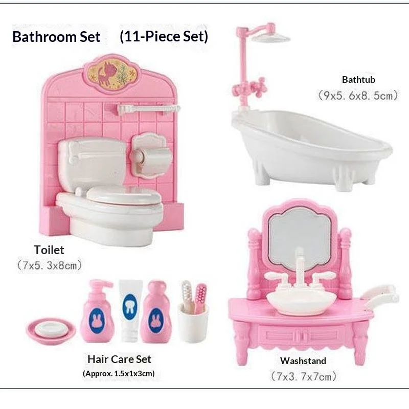 가구 미니어처 장면 역할 놀이 장난감 욕실 모델 욕조 샤워기 및 세면대 포함