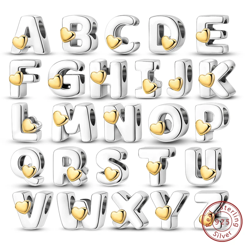 

1Set Original Charm Bead 925 Sterling Silver 26 Letters A-Z Alphabet Charm Fit Original Bangle Bracelet Pendant DIY Jewelry Gift