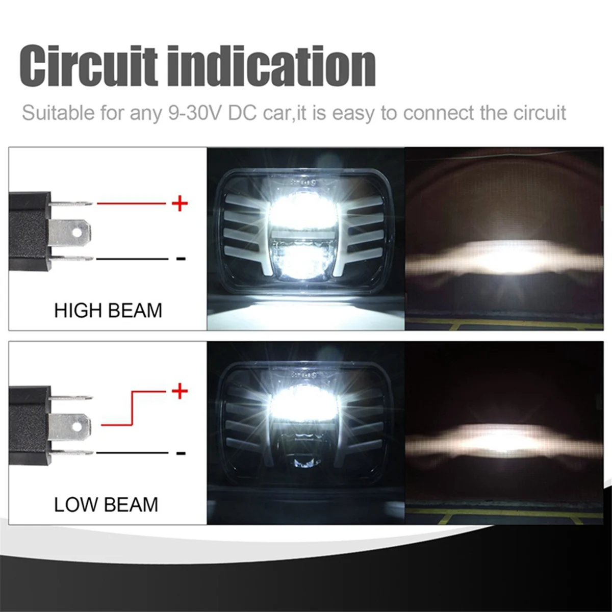 5X7 Inch Led Headlight 7X6 Led Sealed Beam Head Light Lamp with High Low Beam for Jeep YJ Cherokee XJ