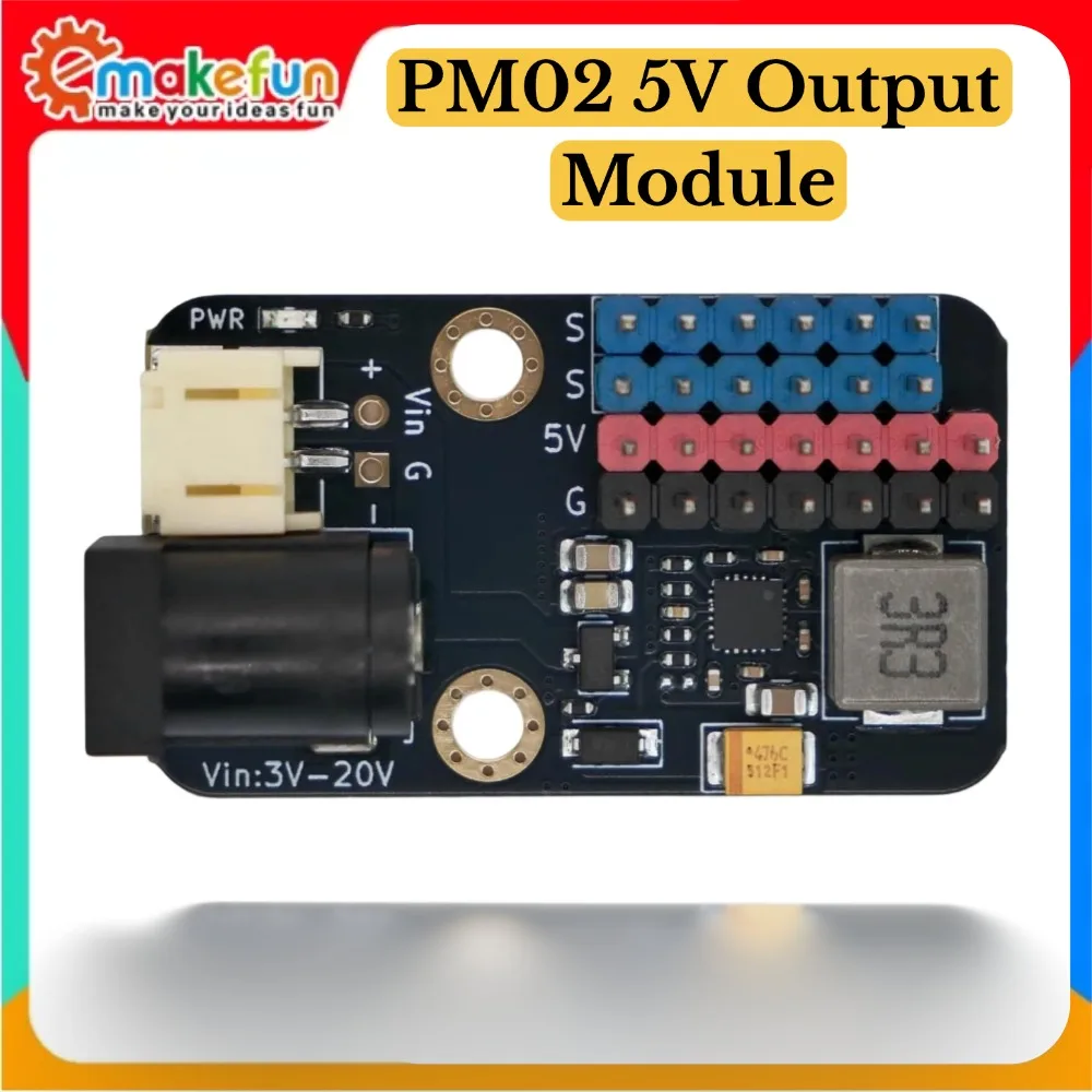 PM02 5V5A Buck-Boost Power Supply Module DC-DC 3~20V Wide Input Stable 5V Output Supports 6 Servos for Arduino ESP32 micro:bit