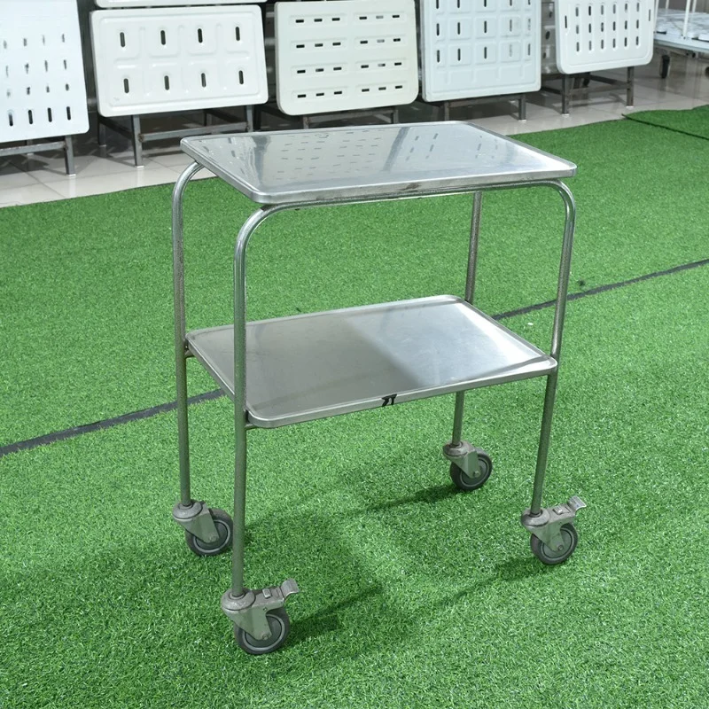 

Stainless steel surgical machine table height adjustable hospital tray trolley