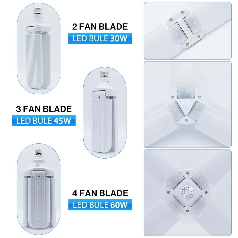 E27 energy-saving Super Bright 30W 45W 60W 100W foldable clover lamp AC 175-265V adjustable corner lamp home LED ceiling lamp