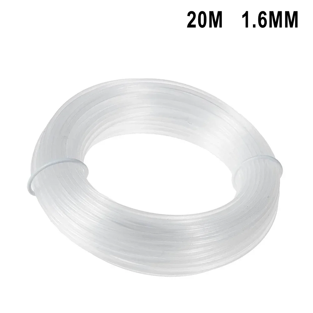 Garden Lawn Trimmer Line 20M Length 1.6mm/2.0mm Spare Nylon Line Trimmer Mowing Line White Replacement String Trimmer Parts