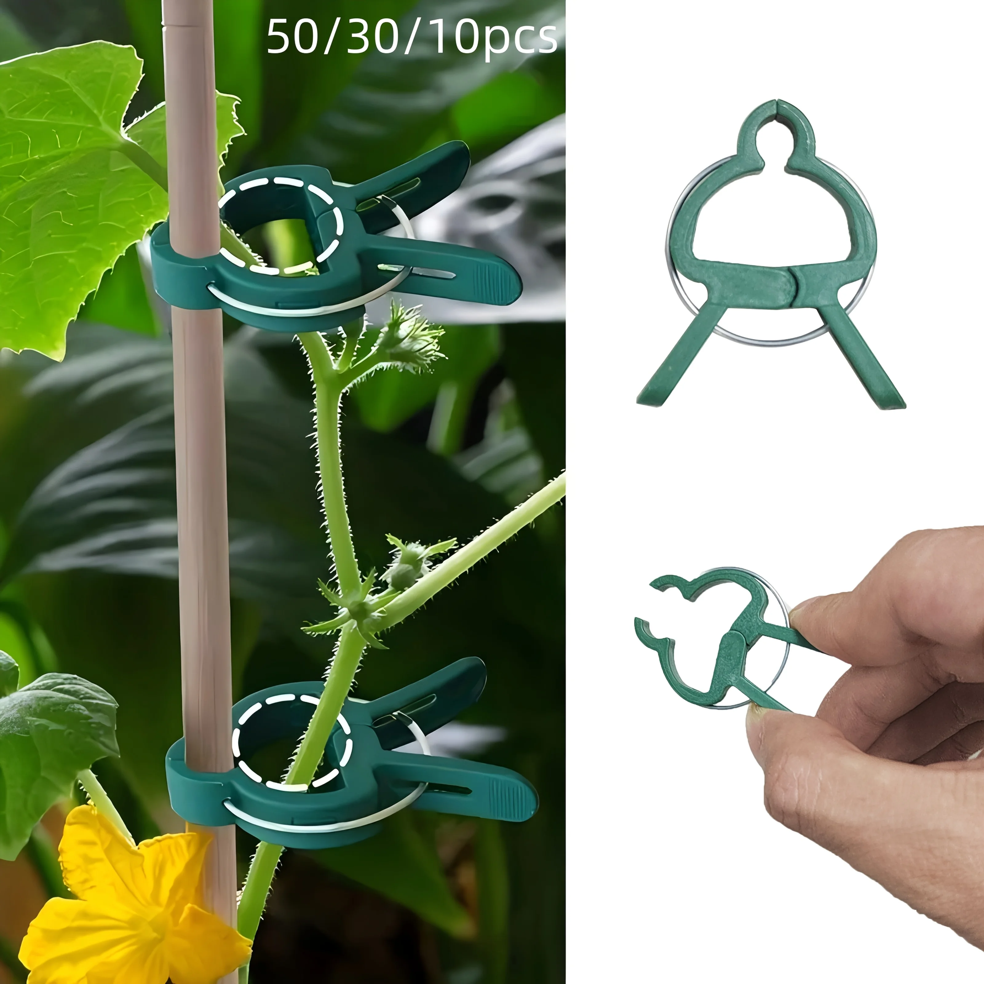 10 Pieces Adjustable Plant Clips - Reusable Support for Flowers, Vines, Vegetables and Tomatoes in The Garden - Durable Plastic, Essential Gardening Tool