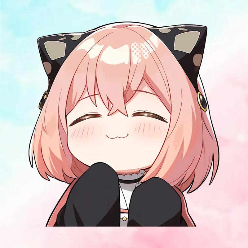 

EARLFAMILY Cute Anya Cartoon Personality Car Stickers Family Pink Hair Chibi Peeker Vinyl Decal Sunscreen Trunk Accessories